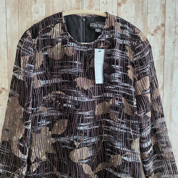 NWT $425 Linda Allard for Ellen Tracy Brown/Black Dress 100% Rayon Size 6 - Picture 3 of 8